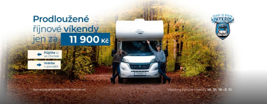 Říjnové prodloužené víkendy s obytným vozem za 11 900 Kč